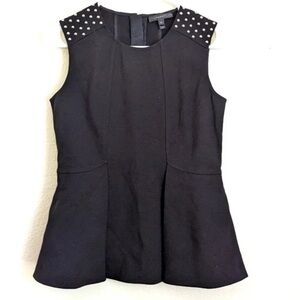 Belstaff Black Top with Silver Studded Shoulders EU Size 40 US Size S